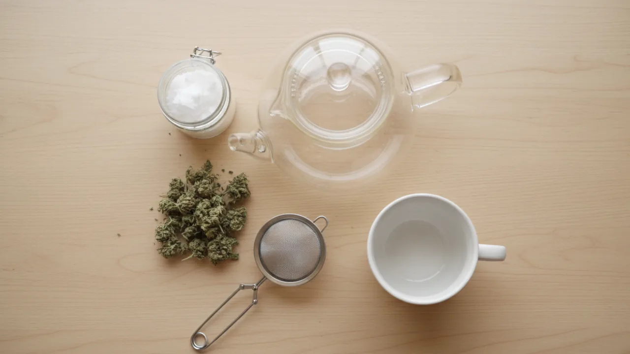 Les ingrédients et le matériel nécessaires pour préparer une tisane au CBD